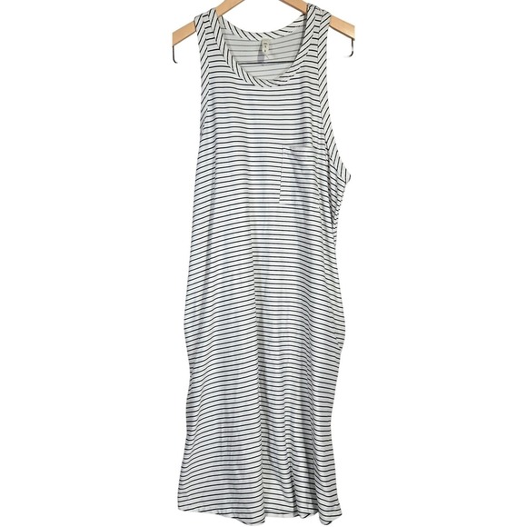 mts Dresses & Skirts - MTS‎ Black White Stripe Tank Midi Dress With Pocket Made in USA Size L